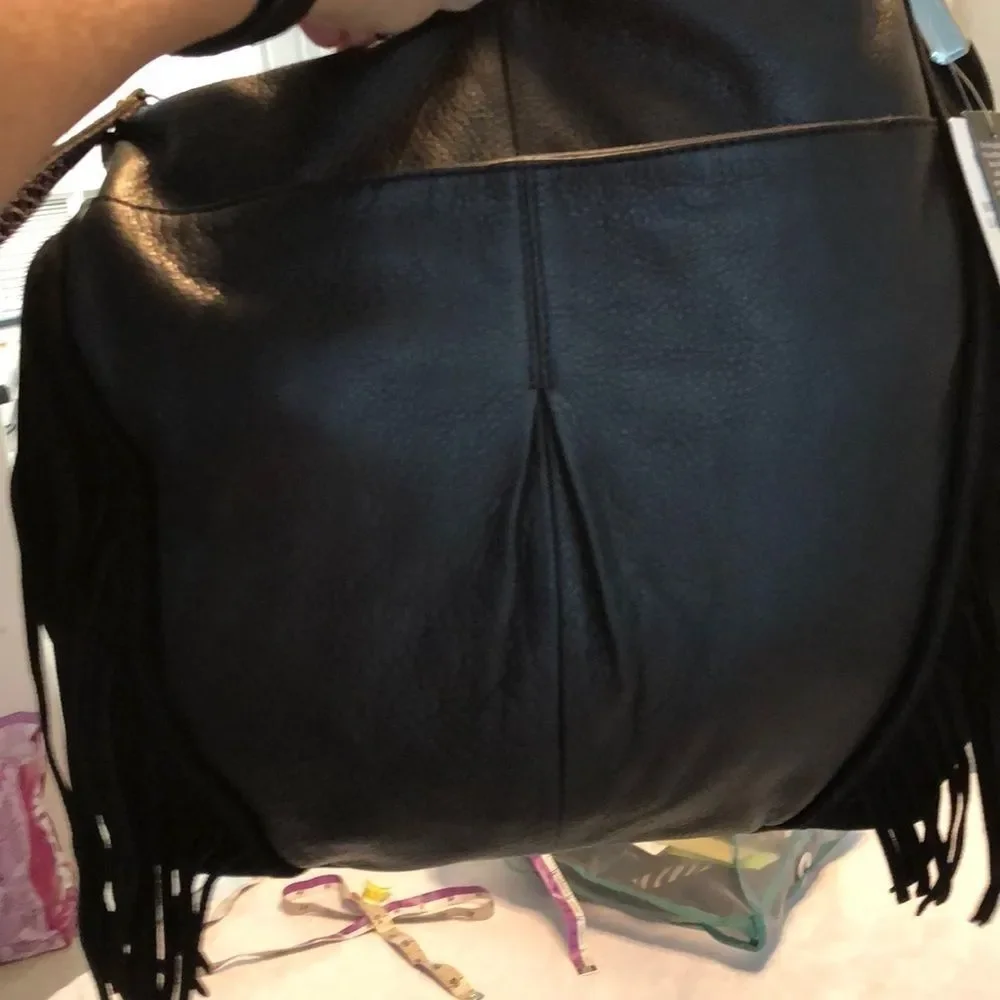 NWT B Makowsky Black Leather Hobo with Snake strap